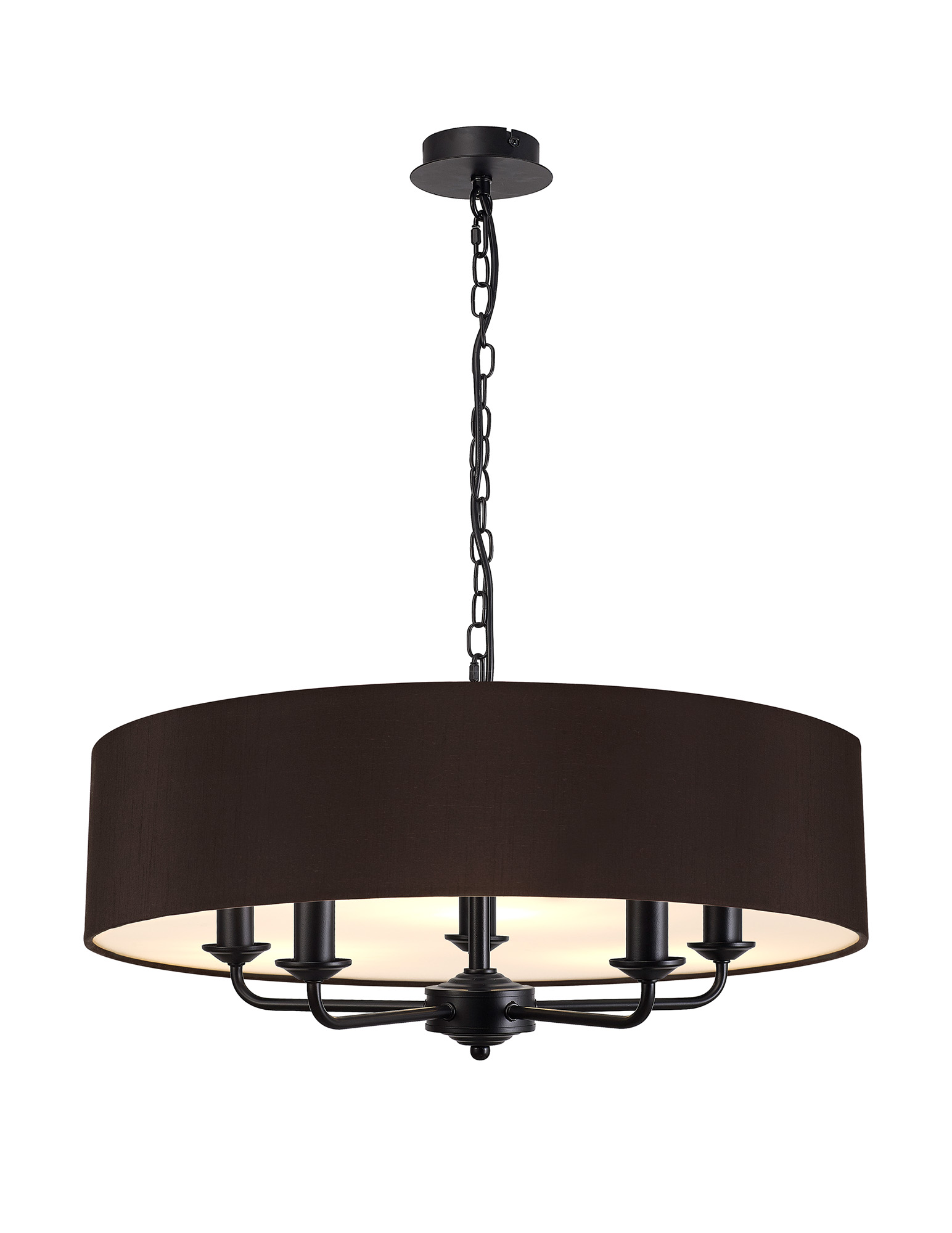 DK1014  Banyan 60cm 5 Light Pendant Matt Black, Black